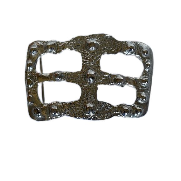 Belt Buckle Silver Tone Metal Cut-out Design Biker Gothic Rockstar Heavy Metal - Picture 2 of 6